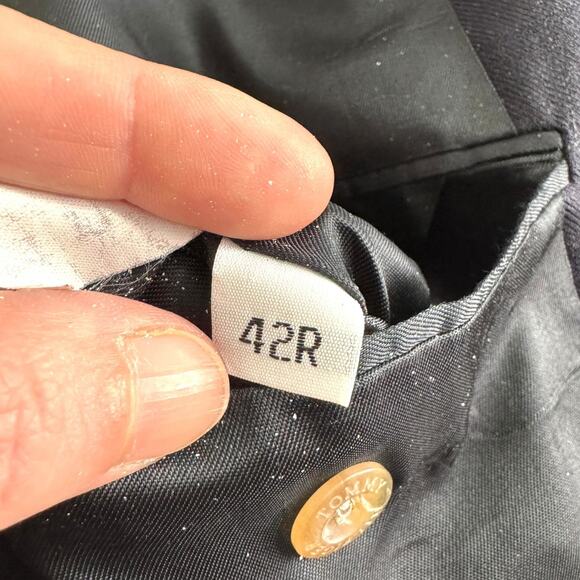 Tommy Hilfiger 100% Wool Navy Blue Windowpane Plaid Three Button Blazer Mens 42R - Picture 11 of 12